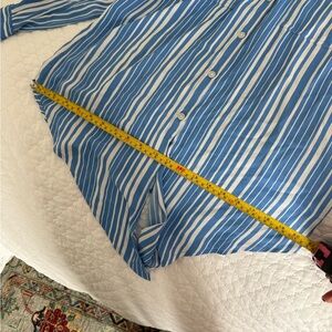 Blue and white blouse with tie